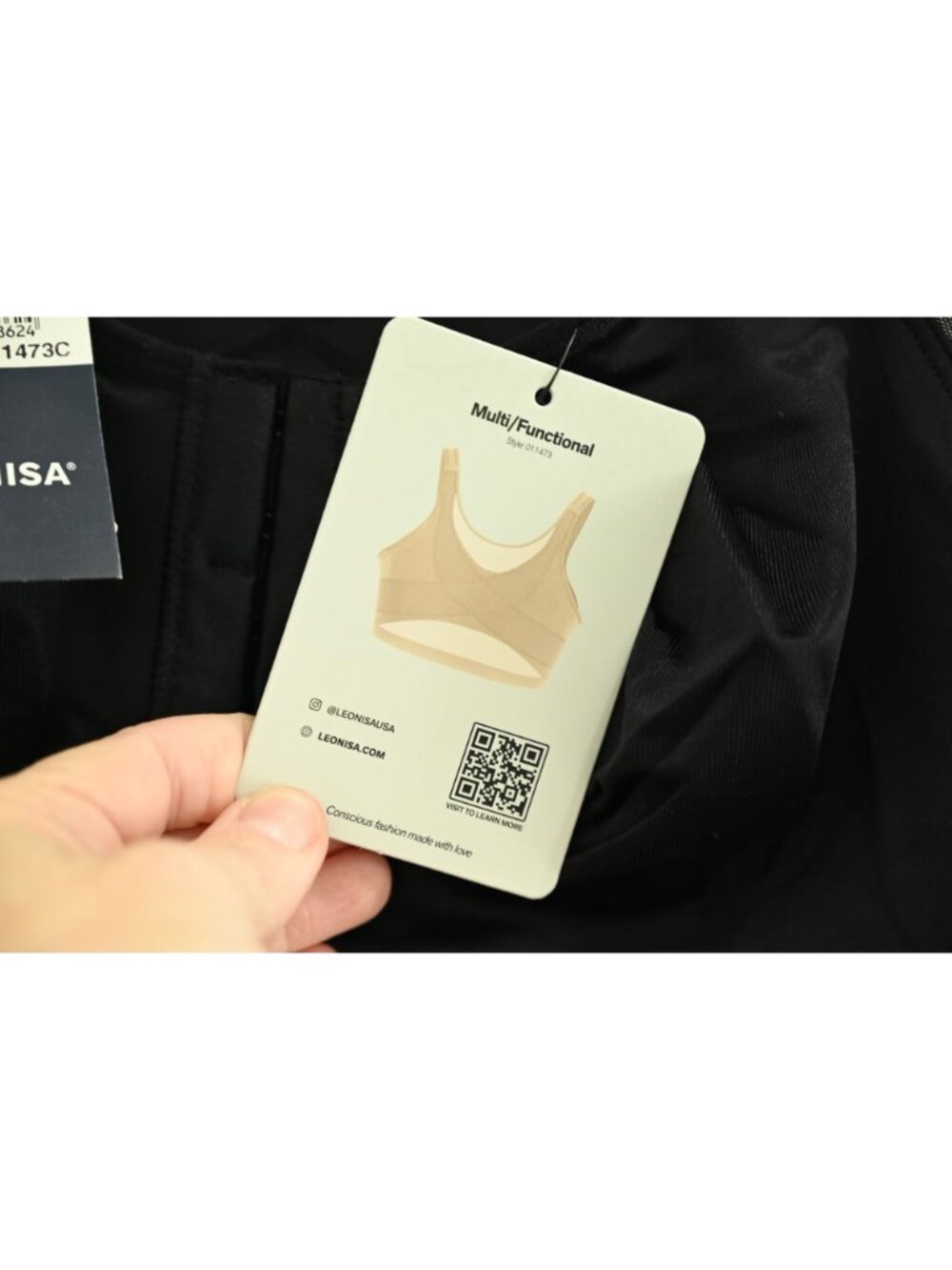 NWT Leonisa Unlined Wireless Posture Corrector Bra Sz 38 Black Front Closure - Picture 6 of 6